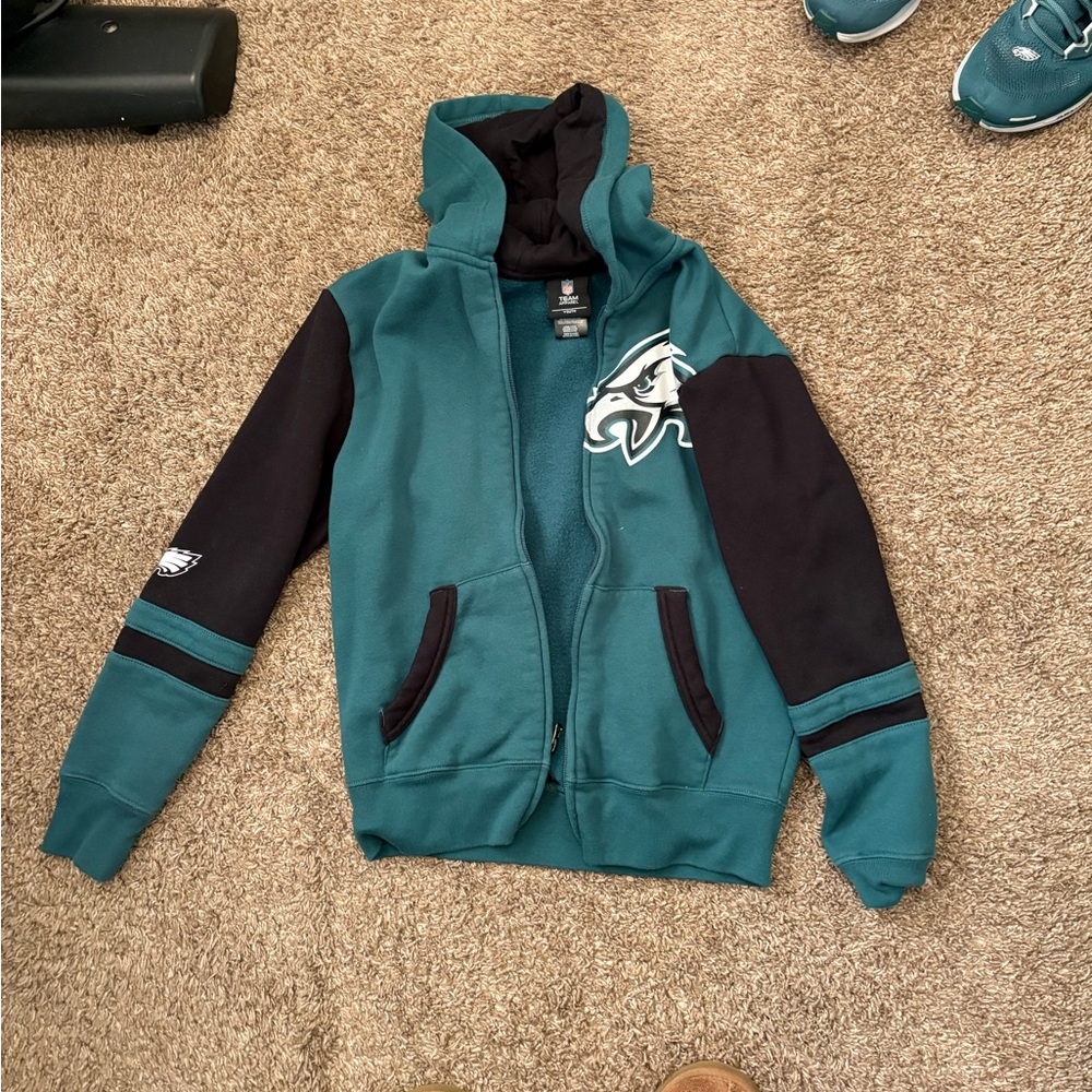Philadelphia Eagles NFL Kid's Green Logo Hoodie Youth Large 14/16